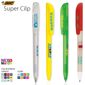 Pest Deuk mosterd BIC Super clip pennen met logo bedrukking | Beste prijs en snel geleverd!